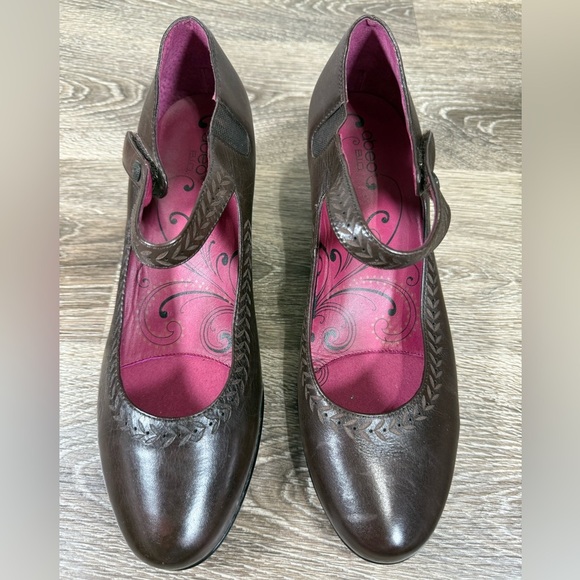 Abeo Shoes Women Sz9.5 Brown 2" Heel Mary Jane Velcro Strap Closure Orthotic - Picture 1 of 5